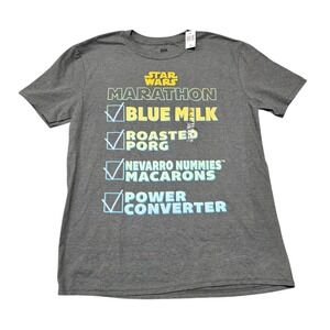 NEW Star Wars Disney+ Marathon Checklist Graphic T-Shirt‎ Men's Medium Gray